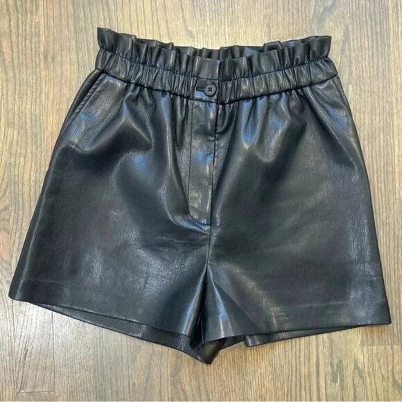 Wilfred Aritzia Speechless Faux Vegan Leather High Waisted Paper Bag Shorts 8 - Picture 1 of 7